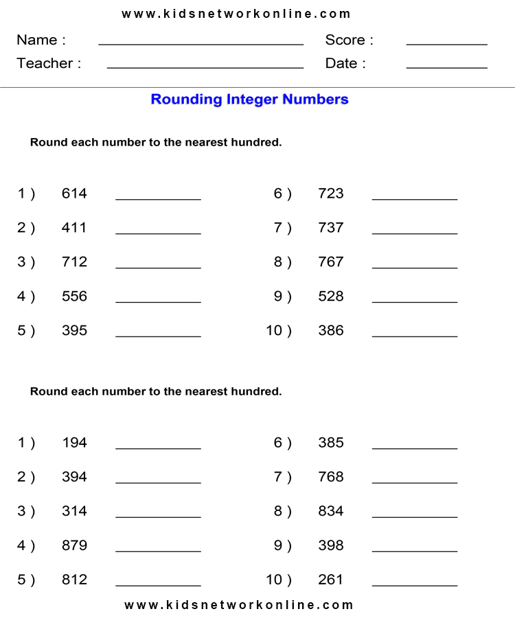 Estimates-Rounding to nearest 100