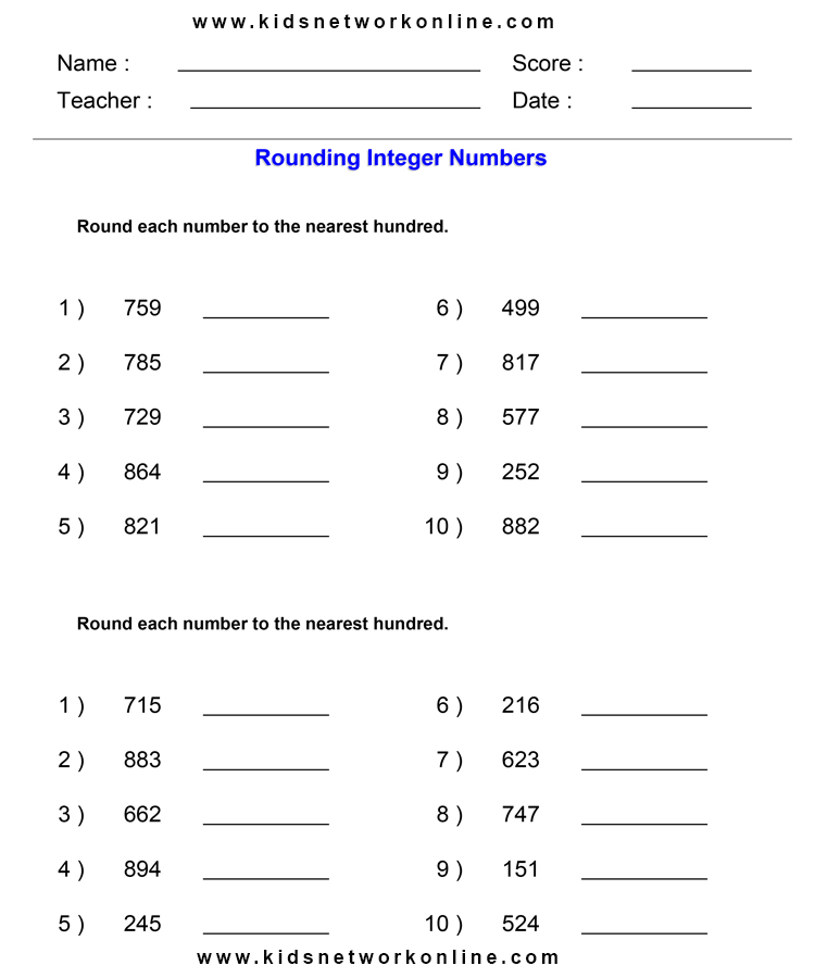 Estimates-Rounding to nearest 100