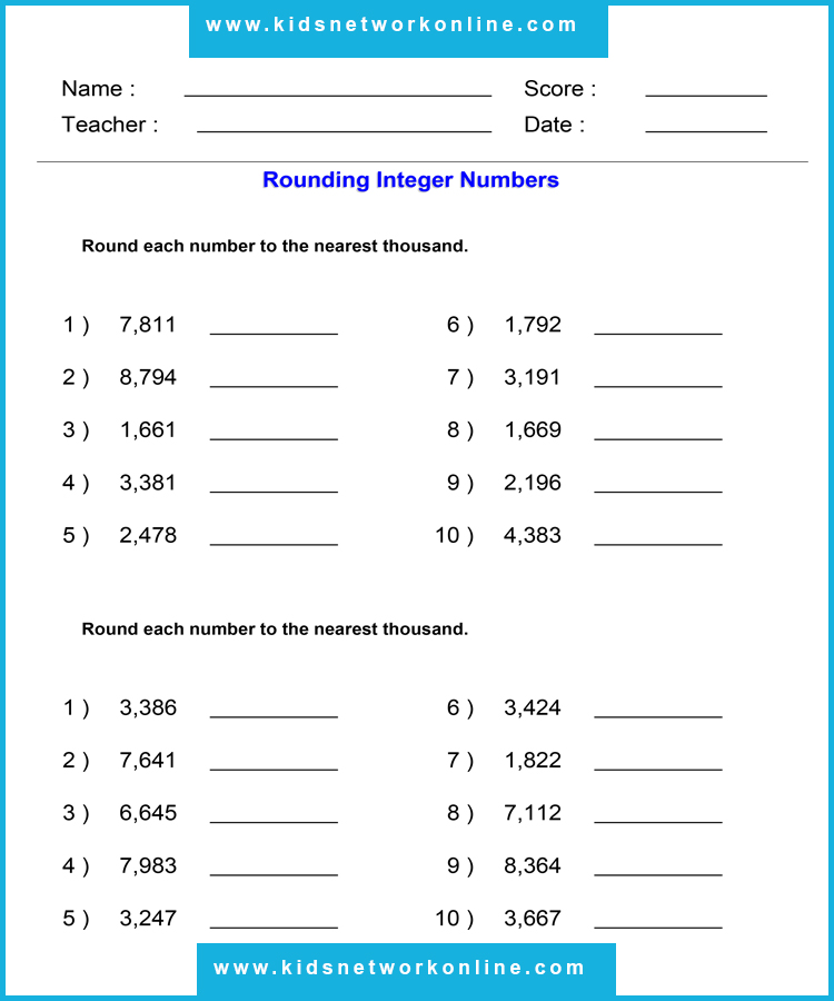 Estimates-Rounding to nearest 1000