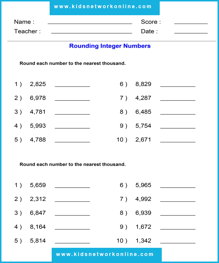 Estimates-Rounding to nearest 1000