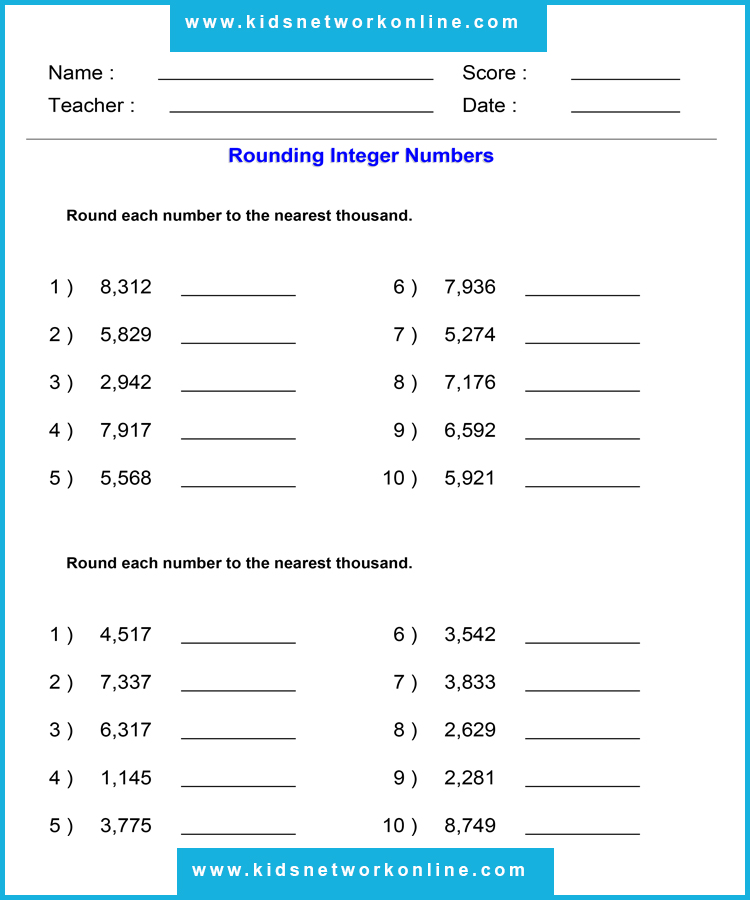 Estimates-Rounding to nearest 1000