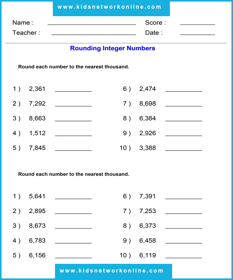 Estimates-Rounding to nearest 1000