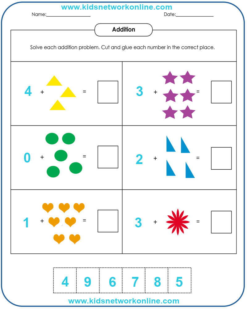 picture addition worksheets for kids