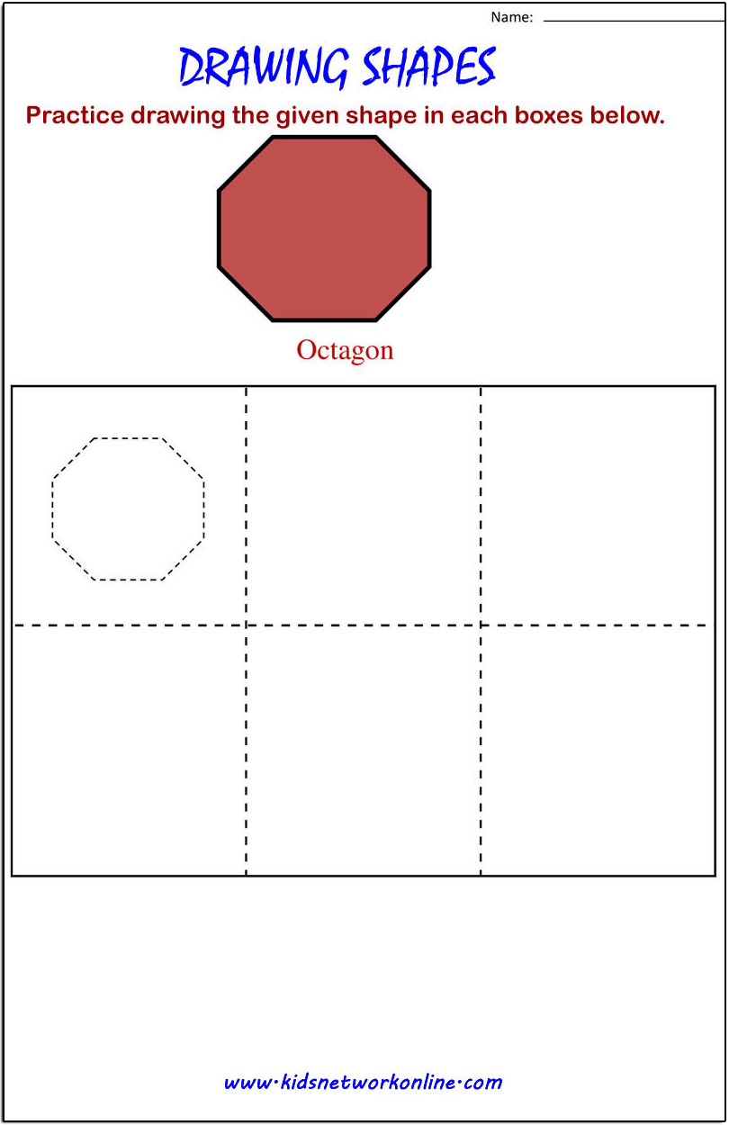 Draw Octagon shape practice sheet for kids
