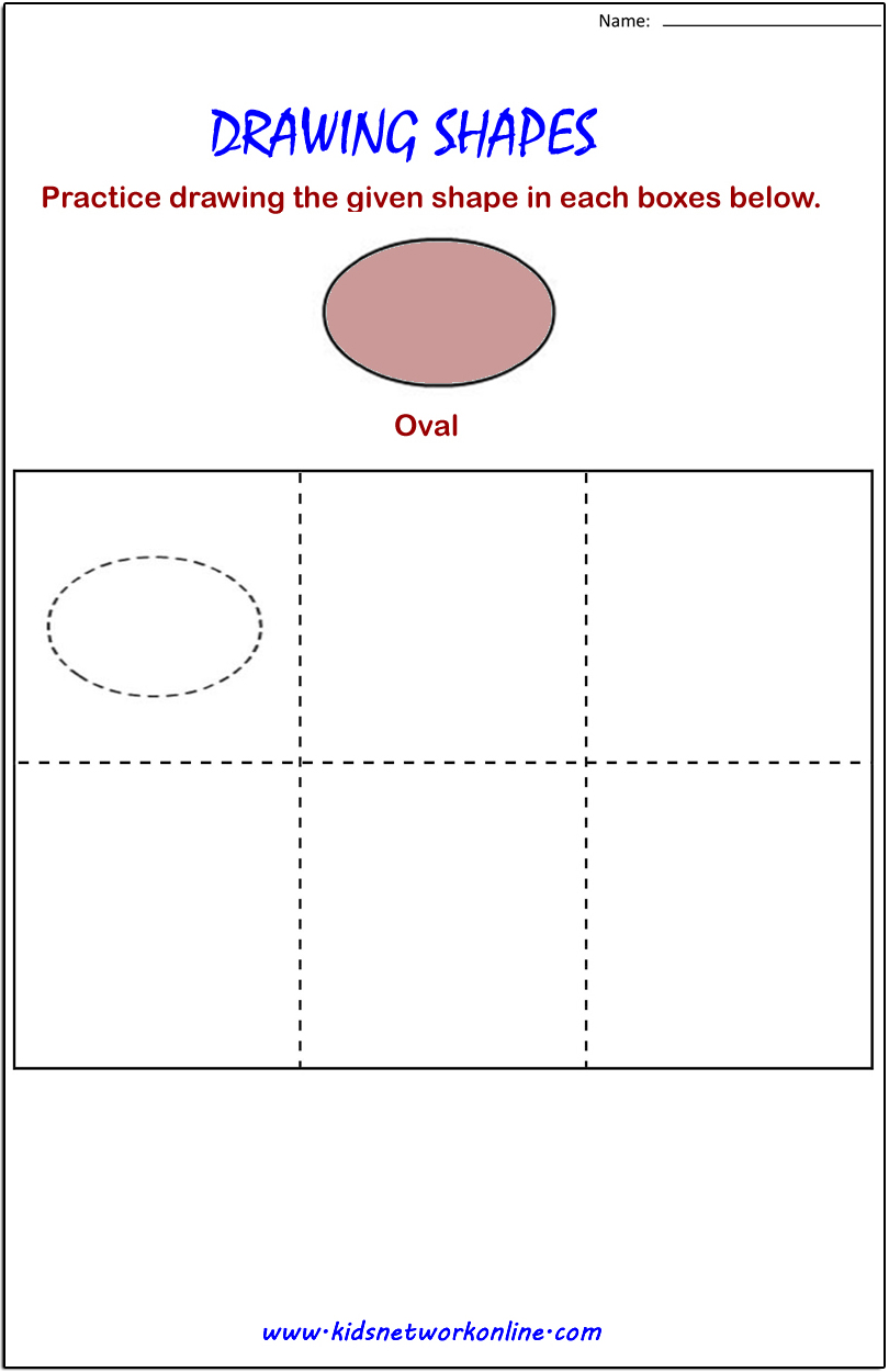 Draw Oval shape practice sheet for kids