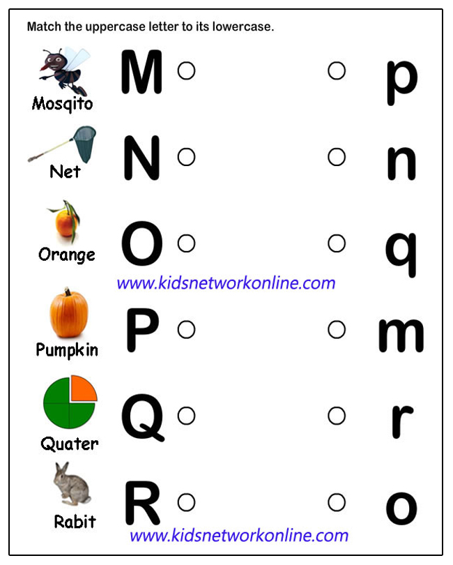 Alphabets:Match Uppercase To Lowercase Letters